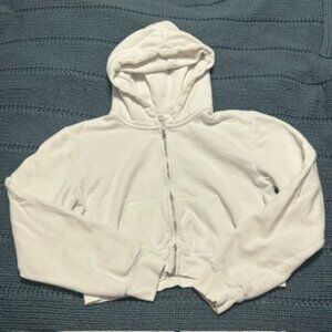 Brandy Melville White Crystal Cropped Hoodie